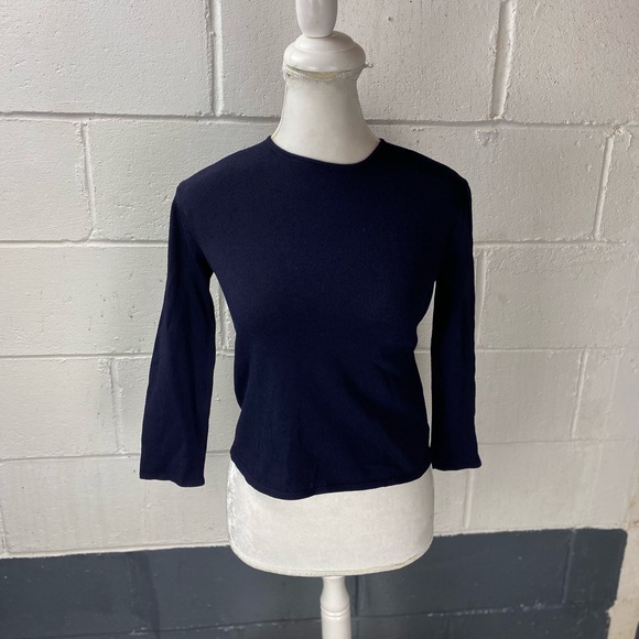Oscar de la Renta Tops - Oscar de la Renta Black Stretch Blouse Size S 3/4 Sleeve.